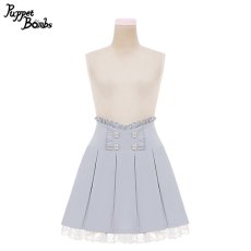 画像1: 【Q154】ビジューフリルボックスプリーツスカート【30％OFF】 (1)