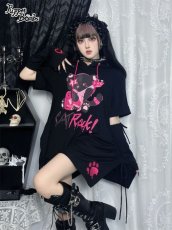 画像2: 【Q306】 CAT ROCKねこみみフードワンピース (2)