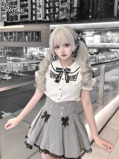 画像3: 【Q403】レース切り替えパフ袖ブラウス (3)