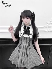 画像3: 【Q407】ピンストライプレースアップワンピース (3)