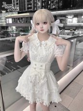 画像1: 【送料無料】Q419ハート×パールリボンサス付きスカート《予約受付》 (1)