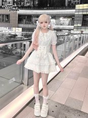 画像2: 【送料無料】Q419ハート×パールリボンサス付きスカート《予約受付》 (2)