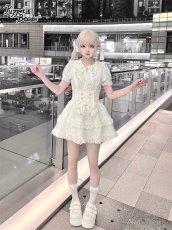 画像3: 【送料無料】Q419ハート×パールリボンサス付きスカート《予約受付》 (3)
