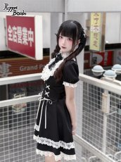 画像4: 【Q439】ヨーク切り替えレースアップワンピース (4)