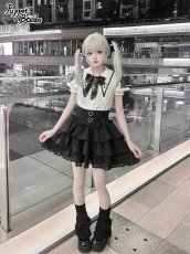 画像1: 【送料無料】Q440ショルダーレースクロスカラー半袖ブラウス《予約受付》 (1)
