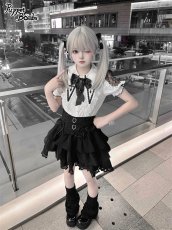 画像2: 【送料無料】Q440ショルダーレースクロスカラー半袖ブラウス《予約受付》 (2)