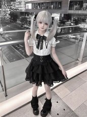 画像5: 【Q440】ショルダーレースクロスカラー半袖ブラウス (5)