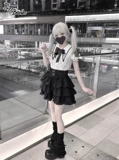 画像7: 【Q440】ショルダーレースクロスカラー半袖ブラウス (7)