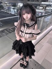 画像12: 【Q443】レース肩あきフリル半袖ブラウス (12)