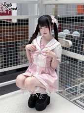 画像5: 【送料無料】Q448はしごレースリボンセーラーセットアップ《予約受付》 (5)