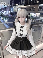 画像1: 【送料無料】Q455 3連リボンフリルブラウス《予約受付》 (1)