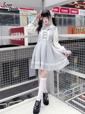 画像8: 【Q460】胸元シャーリング3連リボンワンピース (8)