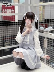 画像4: 【Q460】胸元シャーリング3連リボンワンピース (4)