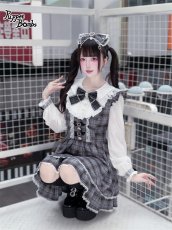 画像4: 【送料無料】Q471 グレーチェックヨークワンピース《予約受付》 (4)