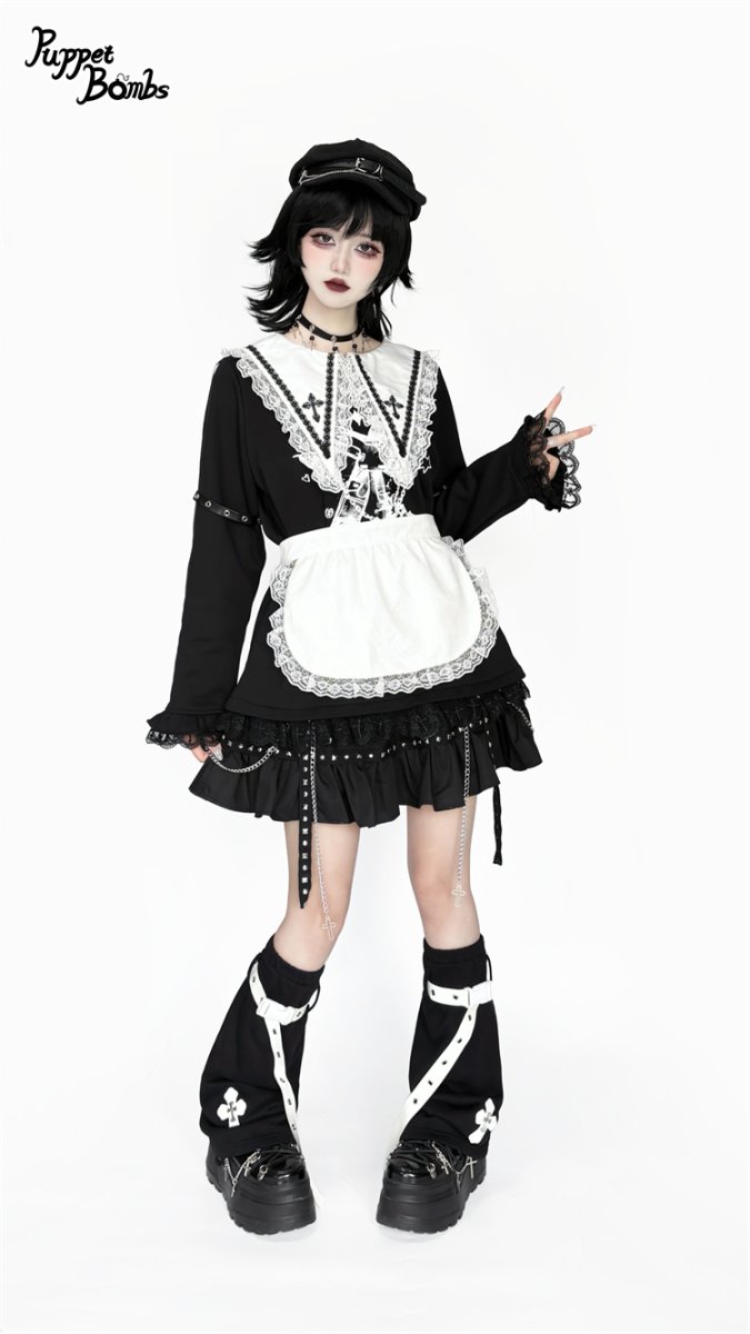 画像2: 【QS200】 総レースハーフエプロン (2)