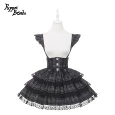 画像1: 【送料無料】Q506チェックティアードサス付きスカート《予約受付》 (1)