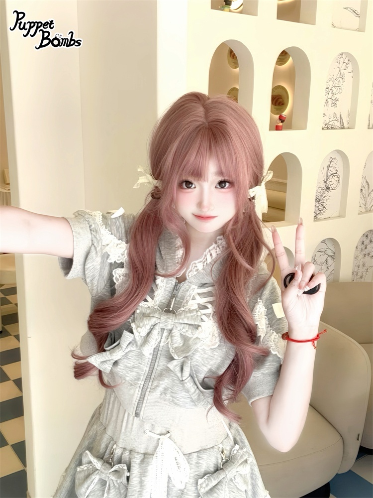 画像18: 【Q461】リボンデコレーションレースアップ半袖パーカー (18)